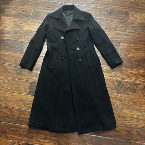 Marc New York long black wool coat, double breasted, size 6